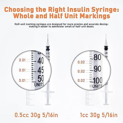 U-100 1ml 30 Gauge 5/16" Syringe, Individually Packed 100 PACK
