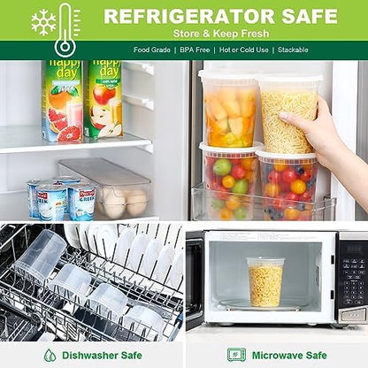 AOZITA 40 Sets 32 oz Plastic Deli Food Containers With Lids, Airtight Food Storage Containers, Freezer/Dishwasher/Microwave Safe, Soup Containers For Takeout Meal Prep Storage