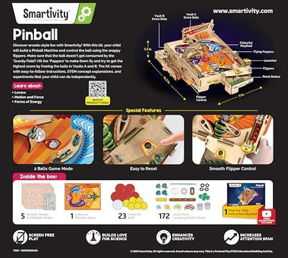 Smartivity DIY Pinball Machine Toy for Ages 8-99 Year Old | Award Winning Arcade Game for Boys & Girls | Birthday Gift Ideas for Kids & Adults | STEM Toys I Fun Family & Party Game