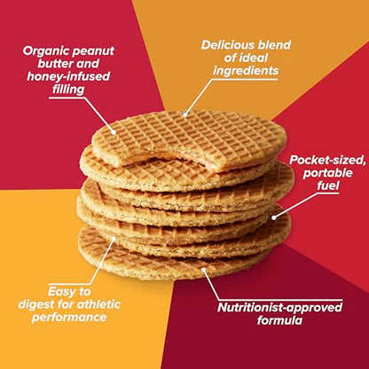 Honey Stinger Organic Peanut Butter Strawberry Waffle, Energy Stroopwafel for Exercise, Endurance and Performance, Sports Nutrition for Home & Gym, Pre & During Workout, 16.96 Ounces (Pack of 16)