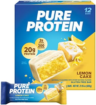 Pure Protein Bars, High Protein, Nutritious Snacks to Support Energy, Low Sugar, Lemon Cake, 1.76 oz, 12 Count (Pack of 1)(Packaging May Vary)