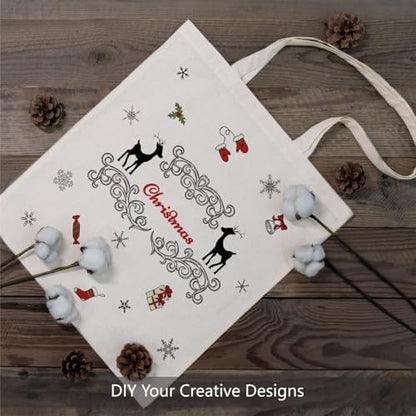 TOPDesign 12-Pack Economical 16"x15" Cotton Tote Bags, Lightweight Medium Reusable Grocery Shopping Cloth Bags, Suitable for DIY, Advertising, Promotion, Gift, Activity