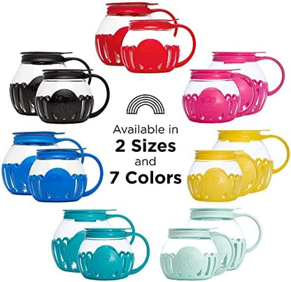 Ecolution Patented Micro-Pop Microwave Popcorn Popper with Temperature Safe Glass, 3-in-1 Lid Measures Kernels and Melts Butter, Made Without BPA, Dishwasher Safe, 3-Quart, Red