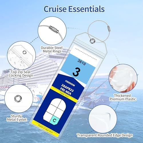 30 Pack Luggage Tags Travel Essentials & Cruise Essentials for NCL, Princess, Carnival, Royal Caribbean & Celebrity Cruise Ships by SEAVILIA