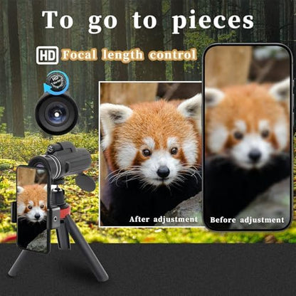 80x100 HD Monocular Telescope for Smartphone with Tripod & Phone Holder - High Magnification BAK4 Prism Lens, Waterproof Compact Design for Bird Watching/HikingHunting/Stargazing/Outdoor (Black)