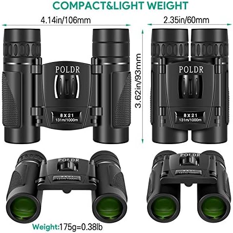 POLDR 8x21 Small Compact Lightweight Binoculars for Adults Kids Bird Watching Traveling Sightseeing.Mini Pocket Folding Binoculars for Concert Theater Opera