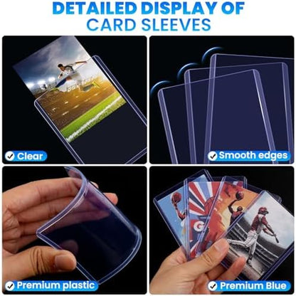 1000 Card Sleeves Top Loaders for Cards, 3" x 4" Hard Plastic Toploaders, Baseball Card Protectors, Trading Card Holder for Football Sports Cards (500 Toploaders + 500 Penny Sleeves)