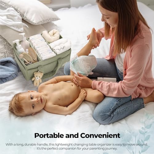 PeraBella Diaper Caddy Organizer for Changing Table, Storage Basket for Wipes, Gift for Baby Shower, Car Organizer, Nursery Organizer, Portable Storage