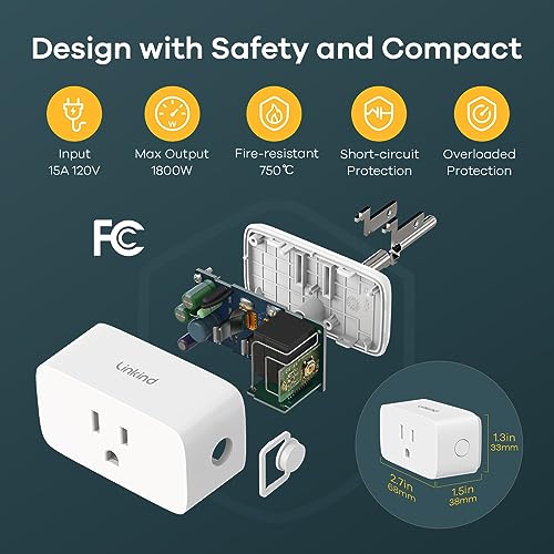 Linkind Matter Smart Plug, Work with Apple Home, Siri, Alexa, Google, SmartThings, Smart Outlet 15A/1800W Max, Smart Home Automation, APP Remote Control,Timer&Schedule, 2.4G Wi-Fi Only, 4 Pack