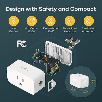 Linkind Matter Smart Plug, Work with Apple Home, Siri, Alexa, Google, SmartThings, Smart Outlet 15A/1800W Max, Smart Home Automation, APP Remote Control,Timer&Schedule, 2.4G Wi-Fi Only, 4 Pack