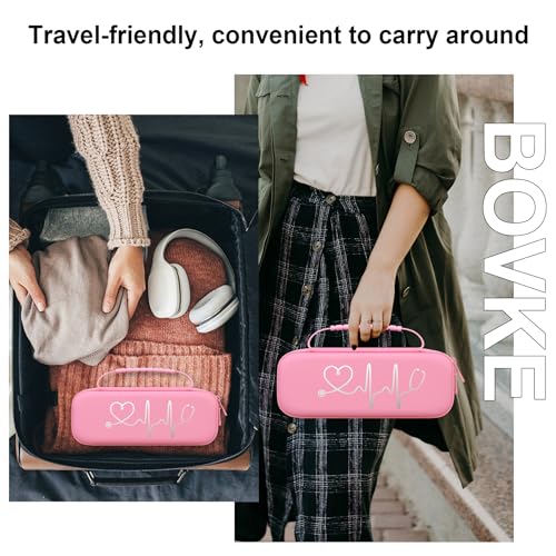BOVKE Travel Stethoscope Case for 3M Littmann Classic III, Lightweight II S.E, MDF Acoustica Lightweight Stethoscopes, Mesh Pocket for Pen Lights, Medical Scissors and Nurse Accessories, Pink