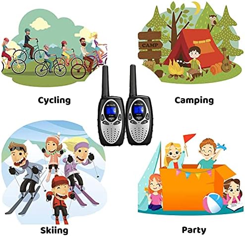 Retevis RT628 Walkie Talkies for Kids,Toy Gifts for 6-12 Year Old Boys Girls,Kid Gifts Walkie Talkie for Adults Outdoor Camping Hiking(Silvery 1 Pair)