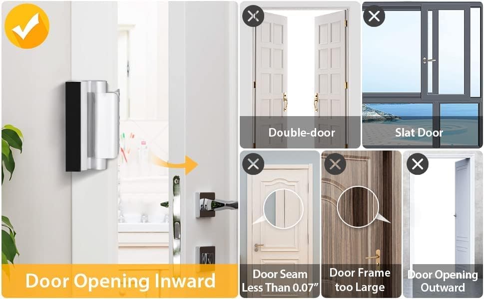 Home Security Door Lock, 2 Pack Childproof Door Reinforcement Lock with 3 Inch Stop Withstand 800 lbs for Top Front Inward Swinging Door, Upgrade Flip High Night Lock to Defend Your Home Kids