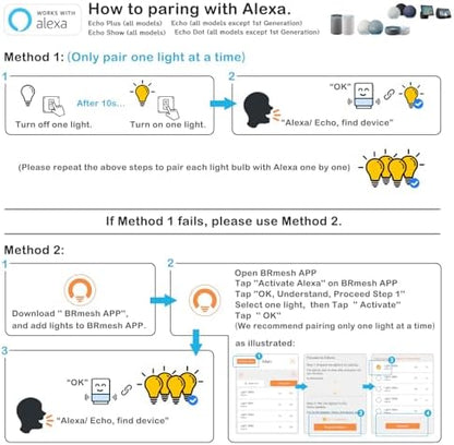 UCB Alexa Light Bulb 130W Equivalent, Smart Light Bulbs Warm White to Daylight Tunable, A19 E26 Bluetooth LED Bulbs Work with Alexa Only for Bedroom Kitchen Living Office No WiFi Required 4 Pack