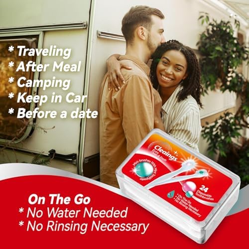 cleaings® Mini Brushes-Disposable Toothbrushes with Toothpaste and Pick for Work or Travel, 24 Count (Mixed Flavor（Pack of 5）)