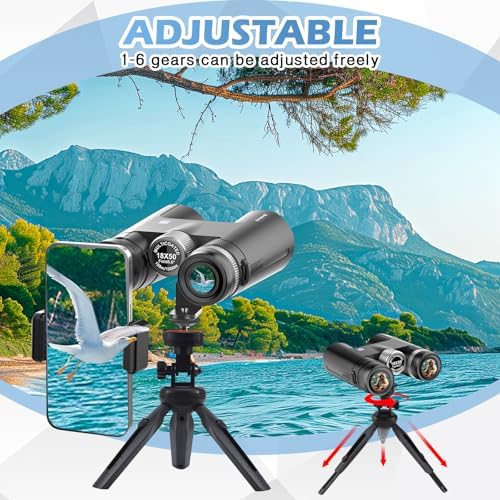 18x50 HD Binoculars for Adults with Upgraded Phone Adapter, Tripod and Tripod Adapter - Professional Waterproof Binoculars with BaK4 prisms and Large View for Bird Watching,Hunting