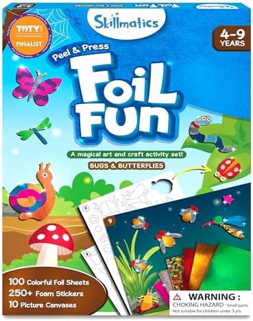 Skillmatics Foil Fun - Bugs & Butterflies, No Mess Art for Kids, Craft Kits & Supplies, DIY Creative Activity, Travel Toys, Gifts for Boys & Girls Ages 4, 5, 6, 7, 8, 9