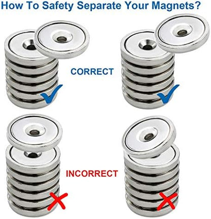 LOVIMAG Neodymium Cup Magnets,Rare Earth Magnets with100 LBS Holding Force,Dia 1.26 inch, with Heavy Duty Countersunk Hole and Stainless, for Tool Room,Workplace etc,Pack of 8