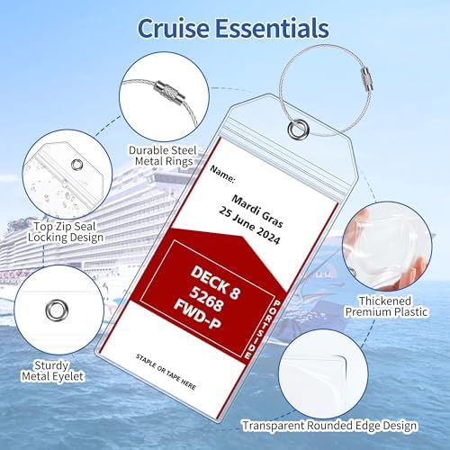 40 Pack Luggage Tags Travel Essentials & Cruise Essentials for NCL, Princess, Carnival, Royal Caribbean & Celebrity Cruise Ships by SEAVILIA