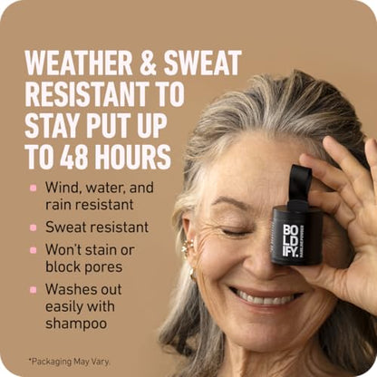 BOLDIFY Hairline Powder - Root Touch Up Hair Color for Gray Coverage - Bald Spot Concealing Hair Powder for Women & Men - 48-Hour Stain-Proof - Medium Brown