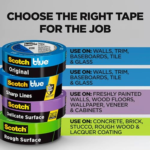 ScotchBlue Original Multi-Surface Painters Tape, 2 Inch Wide (1.88 In. x 60 Yds), 3 Rolls, Blue Paint Tape Protects Surfaces and Removes Easily, Masking Tape for Indoor and Outdoor Use (2090-48EP3)