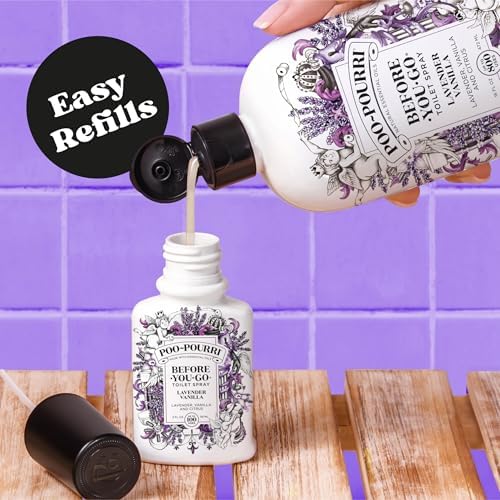Poo-Pourri Before-You-Go Toilet Spray, Lavender Vanilla, Refill Bottle 16 Fl Oz - Lavender, Vanilla and Citrus