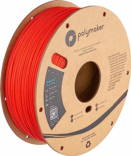 Polymaker PLA PRO Filament 1.75mm 1kg, Tough & High Rigidity Red 3D Printing Filament, PolyLite PLA PRO 3D Printer Filament 1.75mm, Print with Most 3D Printers