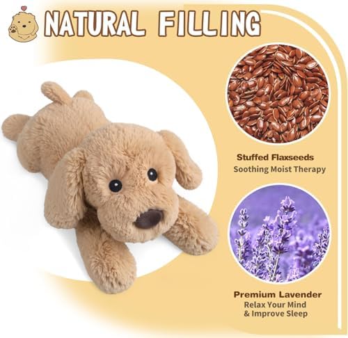 Dog Stuffed Animals, Microwavable Stuffed Animal Adorable Fluffy Puppy Plush for Warmth, Heatable Coolable Lavender Scent Puppy Plush Toy, Cute Soft Dog Plushies for Kids Adults Gift, Golden Retriever