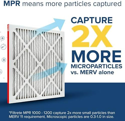 Filtrete 16x25x1 AC Furnace Air Filter, MERV 11, MPR 1000, Micro Allergen Defense, 3-Month Pleated 1-Inch Electrostatic Air Cleaning Filter, 6 Pack (Actual Size 15.69 x 24.69 x 0.81 in)