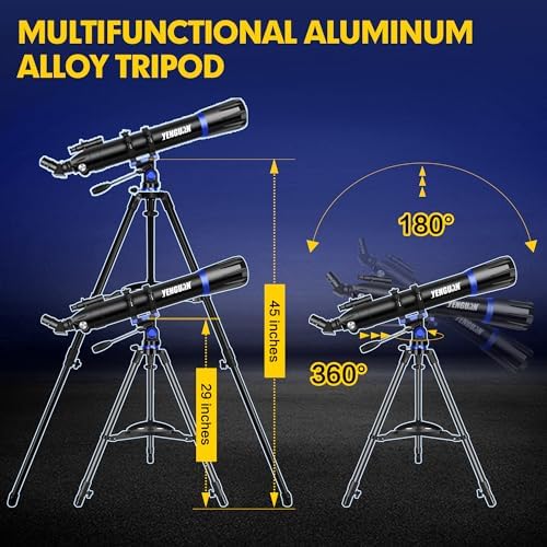 Telescope, 90mm Aperture 800mm-Telescope for Adults & Kids, Professional Refractor Telescopes for Adults High Powered, Beginner-Friendly, Phone Adapter & Stable Stainless Tripod, Portable Carry Bag