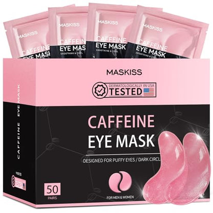 Under Eye Patches (50 Pairs), Caffeine Eye Masks for Dark Circles Puffy Eyes Undereye Bags, Collagen Eye Patches for Wrinkles and Puffiness, Skin Care Gift for Her