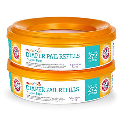 Munchkin® Refill Set for STEP™ and PAIL™ Diaper Pails - Includes 6 Snap, Seal & Toss™ Refill Bags and 2 Refill Rings