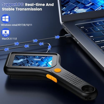 Microscope for Kids Adults - 3 Inch IPS Screen, Ahalfcit Digital Microscope, 500X Handheld Coin Magnifier, 3 Level LED Light, Compatible with Windows, Mac OS (Black)