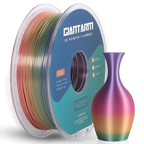 Silk Rainbow Color Lime Purple Blue Yellow Green Filament with 1.75mm Dimensional Accuracy +/-0.03mm, 1080 Feet per Roll, Vacuum Packaging, 3D Printer PLA Filament GIANTARM