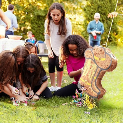 WERNNSAI Western Cowgirl Boot Piñata - Cowboy Hat Pinata Game Western World Theme Party Decorations for Adults Kids Birthday Farm Horse Rodeo Party Supplies with Bat Blindfold