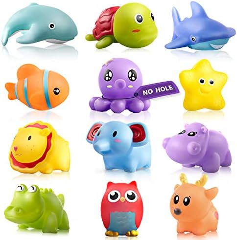 Hely Cancy Infant Bath Toys for 18 Months - No Hole Animal Bathtub Toys, Baby Bath Tub Toys