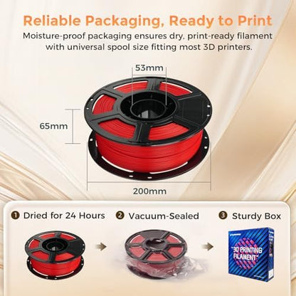 FLASHFORGE PLA Filament 1.75mm +/- 0.02mm, Matte Red 3D Printer Filament 1kg (2.2lbs) Spool, Excellent Printing Performance, Easy to Use for Most FDM 3D Printers