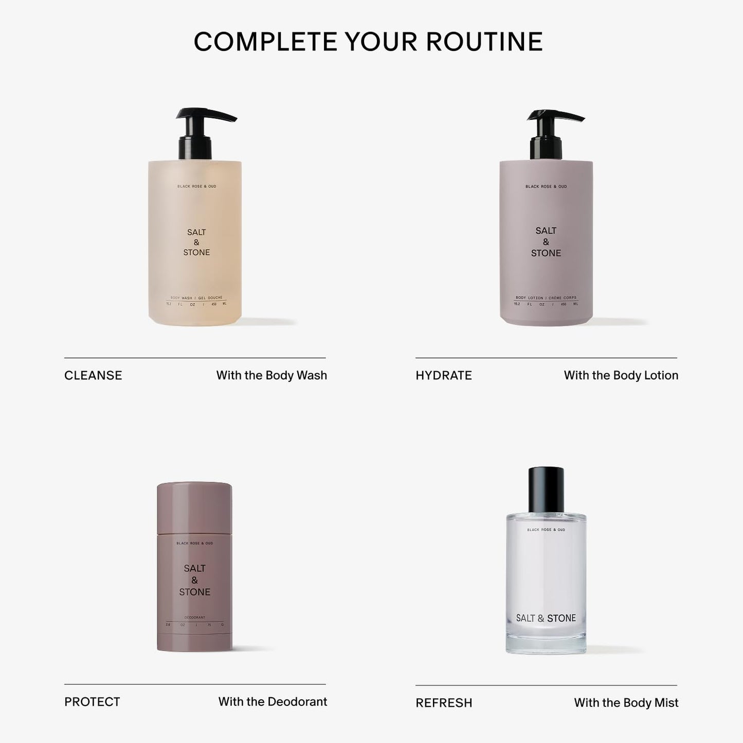 SALT & STONE Aluminum Free Deodorant | Extra Strength 48 Hour Protection for Women & Men | Made with Seaweed Extracts, Shea Butter & Prebiotics (Black Rose & Oud)