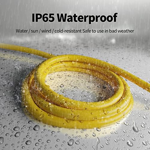 100 ft 12/3 Outdoor Extension Cord Waterproof Heavy Duty with Lighted Indicator End 12 Gauge 3 Prong, Flexible Cold-Resistant Long Power Cord Outside, 15Amp 1875W SJTW Yellow ETL Listed