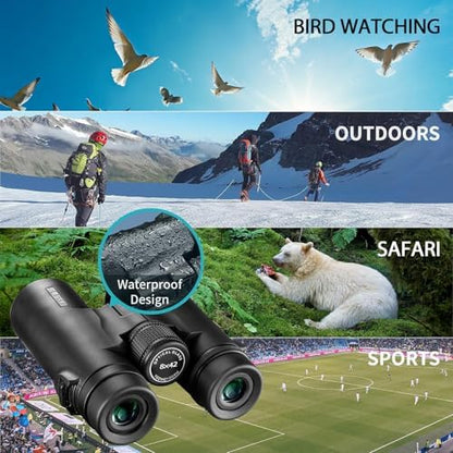 Gosky 8x42 Roof Prism Binoculars for Adults, HD Professional Binoculars for Bird Watching Travel Stargazing Hunting Concerts Sports-BAK4 Prism FMC Lens-with Phone Mount Tripod Strap Carrying Bag