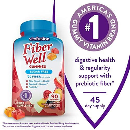 Vitafusion Fiber Well Sugar Free Fiber Supplement, 90 Count B12 Gummy Vitamins, 60 Count