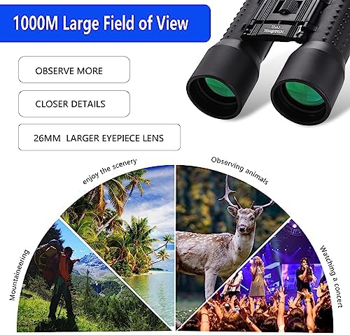 12x42 HD Binoculars for Adults, Professional Large View Binoculars with Clear Low Light Vision, Waterproof for Bird Watching, Hunting, Travel, Hiking, Sports, Concerts