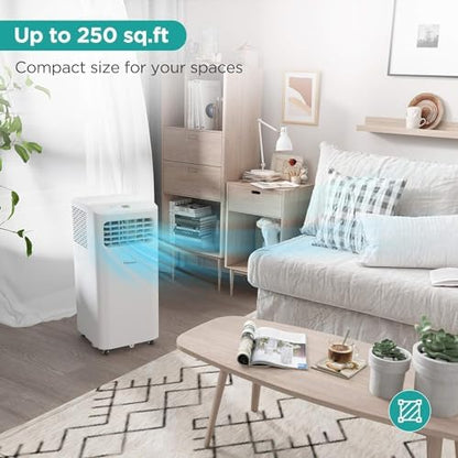 Hisense Portable Air Conditioner 6,000 BTU Cooling Dehumidifier Fan for Smaller Room up to 250 sq ft, Remote Control, White (Renewed)
