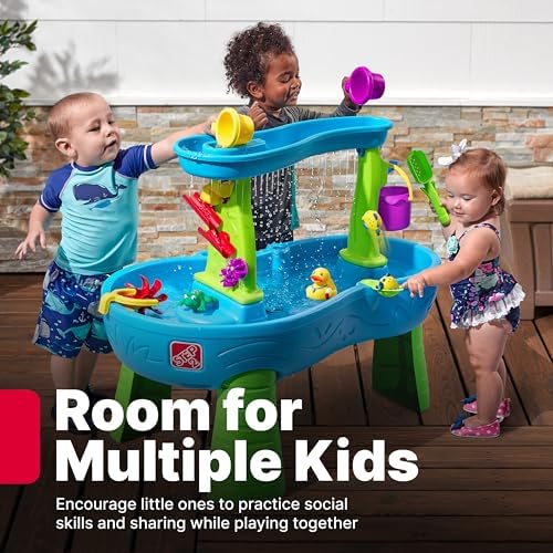 Step2 Rain Showers Splash Pond Toddler Water Table, Kids Water and Sand Activity Sensory Playset, Summer Outdoor Toys, 13 Piece Toy Accessories, For Toddles 1.5+ Years Old