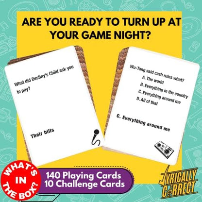 Lyrically Correct '90s & 2000s Music Trivia Card Game - Hip Hop and R&B Edition - Finish The Lyrics Challenge, Fun for Adults, Party or Family Night
