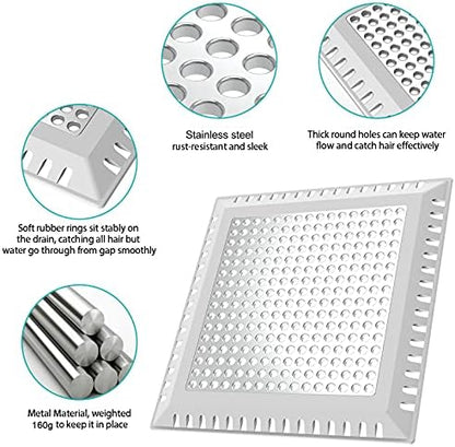 Shower Drain Hair Catcher/Drain Strainer/Shower Drain Cover for Bathroom Floor Drain, Stainless Steel and Silicone (Patented Product)