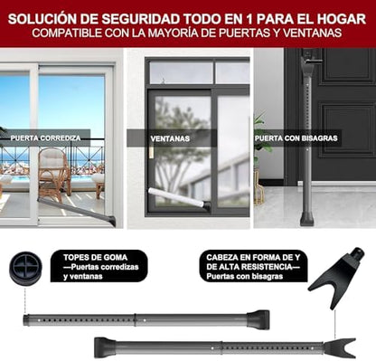 AceMining Upgraded Door Security Bar & Sliding Patio Bar, Heavy Duty Stoppers Adjustable Jammer for Home, Apartment, Travel (1 Pack,Grey)