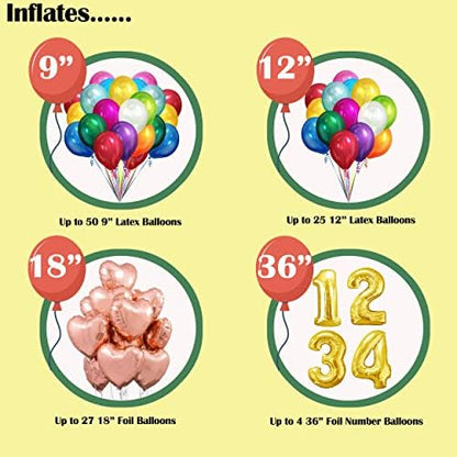 Helium Tank for Balloons At Home, 14.9 Cu Ft Helium Balloon Pump Kit with 50 Assorted Latex Balloons, White Curling Ribbon and Wholesalehome Balloon Tie Tool, 2 Pack