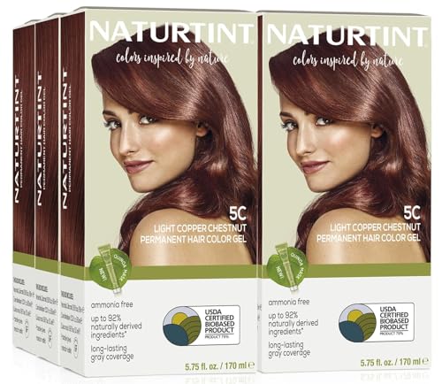 Naturtint 5C Light Copper Chestnut Permanent Hair Color (Pack of 6), Ammonia Free, Vegan, Cruelty Free, up to 100% Gray Coverage, Long Lasting Results (Packaging may vary)