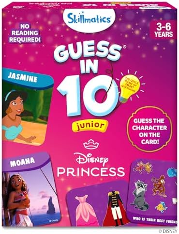 Skillmatics Guess in 10 - Disney Princess Card Game for Preschool Kids, Girls & Boys Who Love Cinderella, Ariel, Jasmine, Fun Travel Game & Gifts for Ages 3, 4, 5, 6